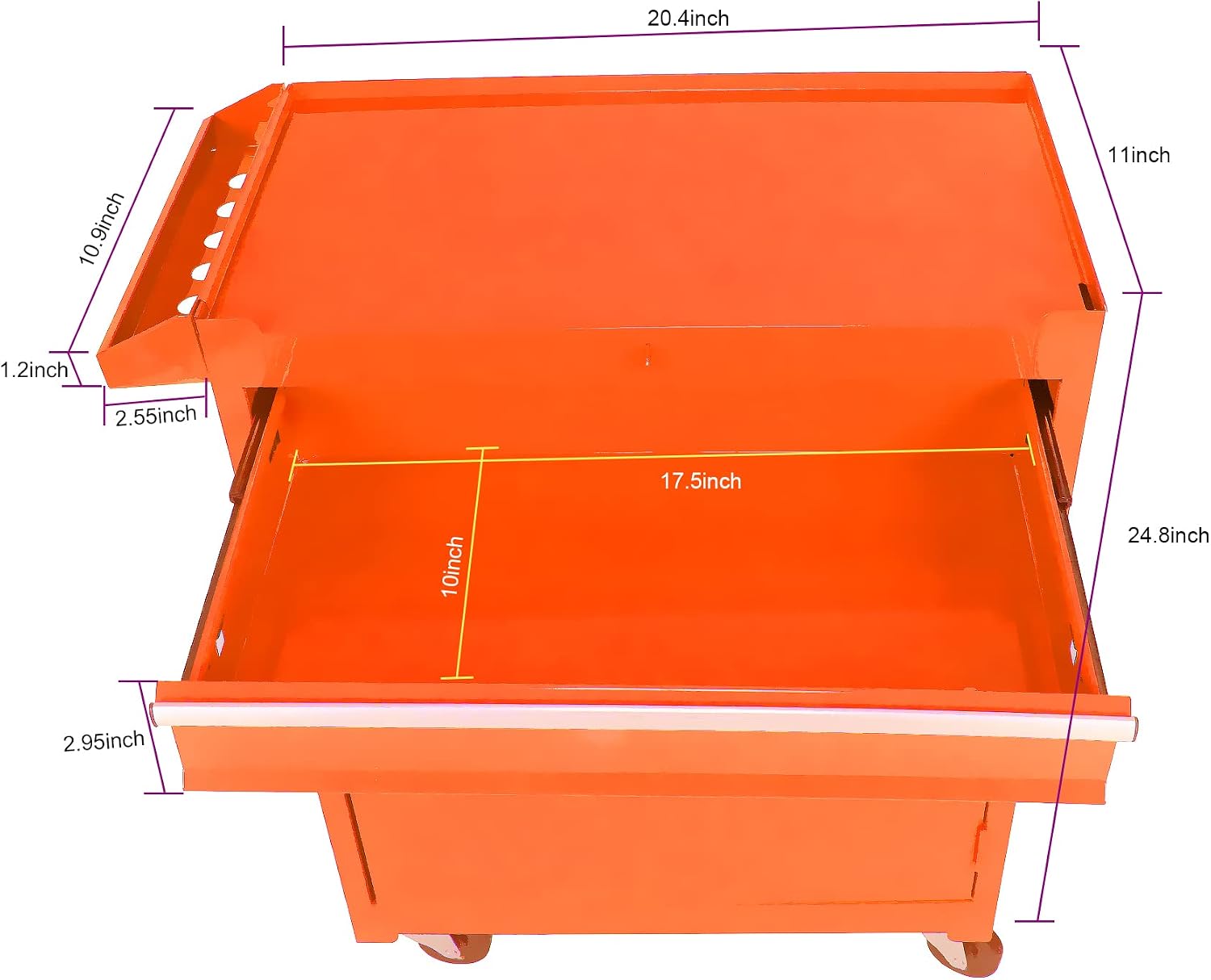 Rolling Tool Chest with Wheels and 5 Drawers,Detachable Tool Storage Cabinet with One Adjustable Shelf Tool Box on Wheels Removable Rolling Toolbox for Workshop Mechanics Garage, Orange