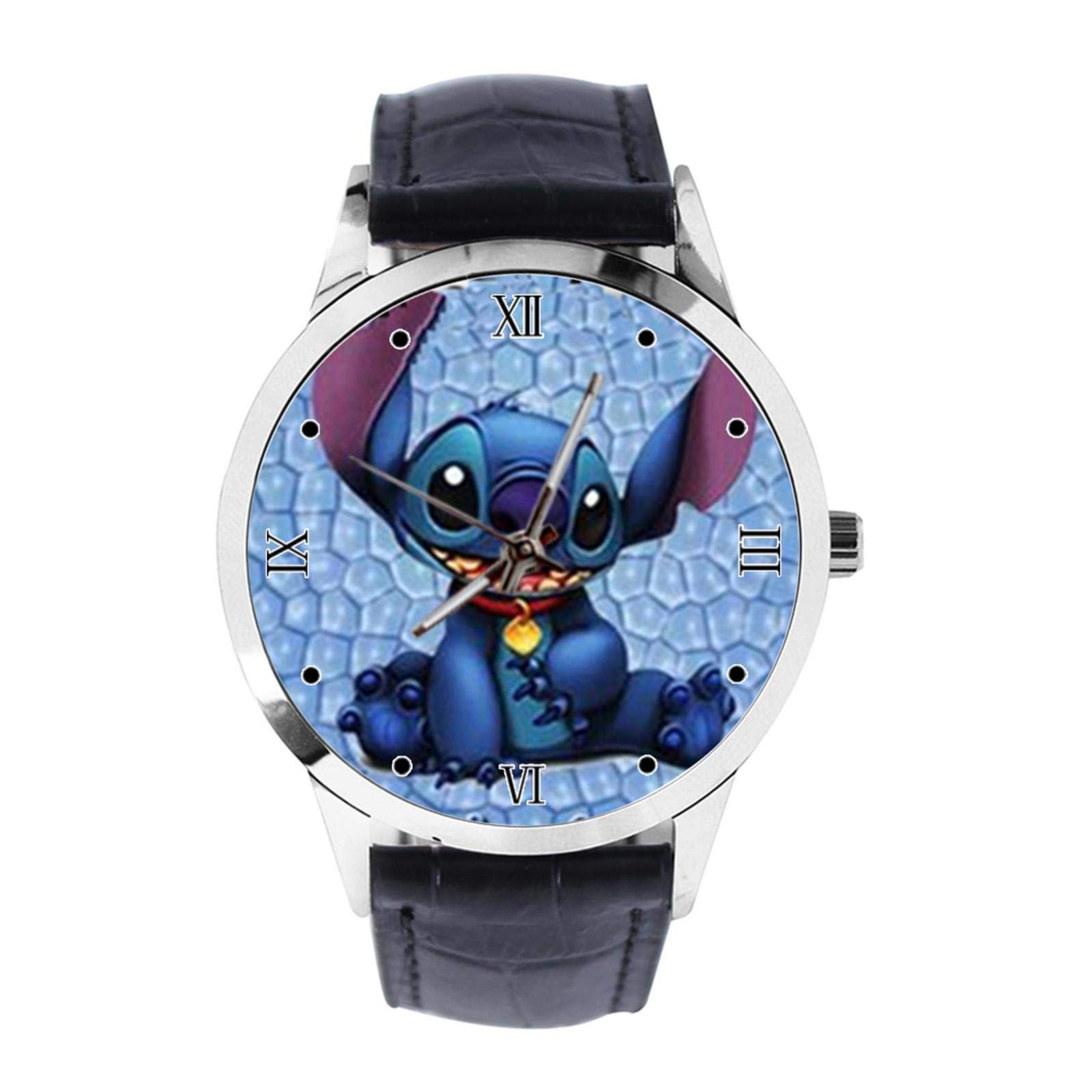 CortneyLilo & Stitch Custom Wrist Watch Unisex Analogue Quartz Watch with Leather Strap Watches for Girls Boys Wristwatch