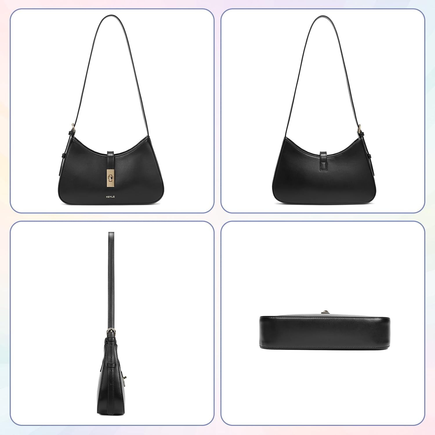 Keyli Fashion Shoulder Bag for Women Vegan Leather Adjustable Handbags Hobo Bags Purses with Long Strap - Image 5