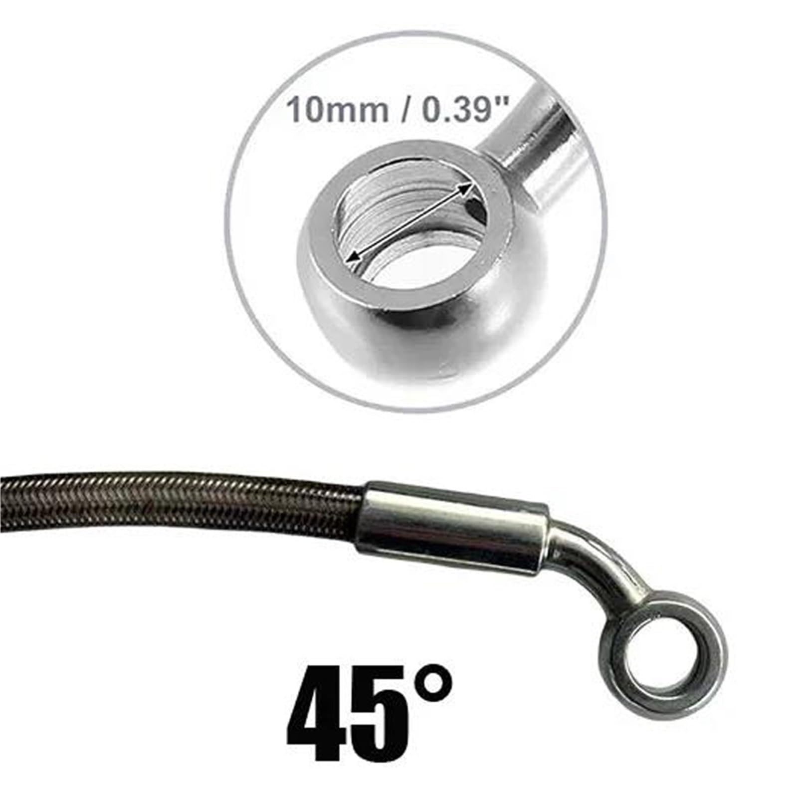 Tubo flessibile freno Accessori Per Motociclette M10 0°-45° Raccordi Per Tubi Freno Anteriore E Posteriore Rinforzati Idraulici Tubo Olio Intrecciato In Acciaio Inossidabile(180cm)