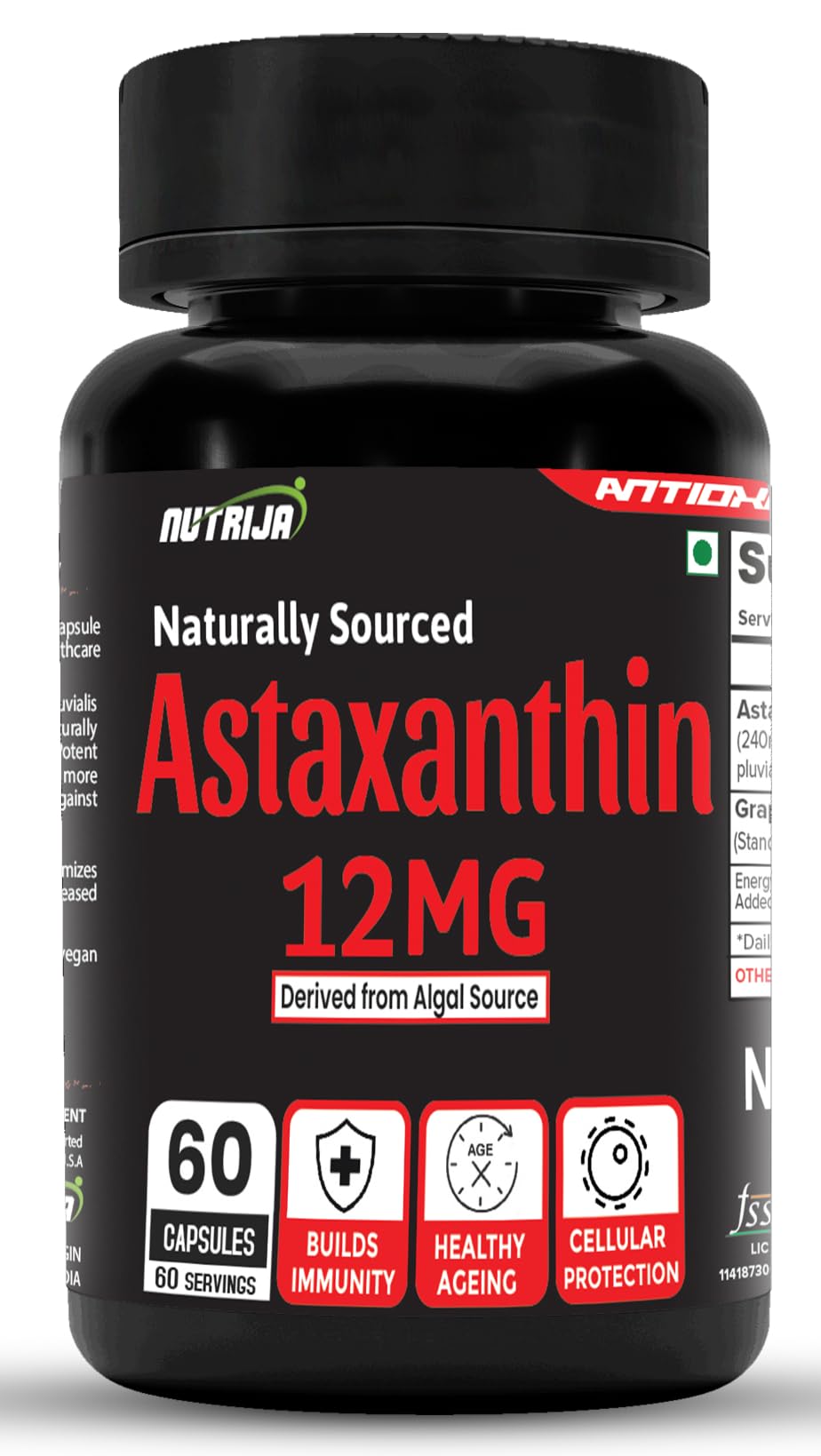 NutriJa Astaxanthin 12mg – Naturally Sourced from Algae, Antioxidant Supplement | Supports Cardiovascular Health, Support Healthy Ageing (60 Capsules) (B0D3F6FNJB) Amazon Price History, Amazon Price Tracker