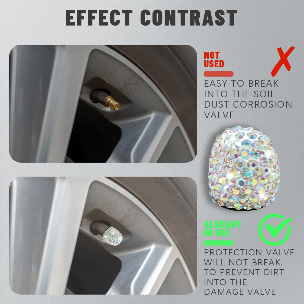 HEVLE Bling Tire Valve Caps – Sparkly, Durable & Easy To Install - View #2