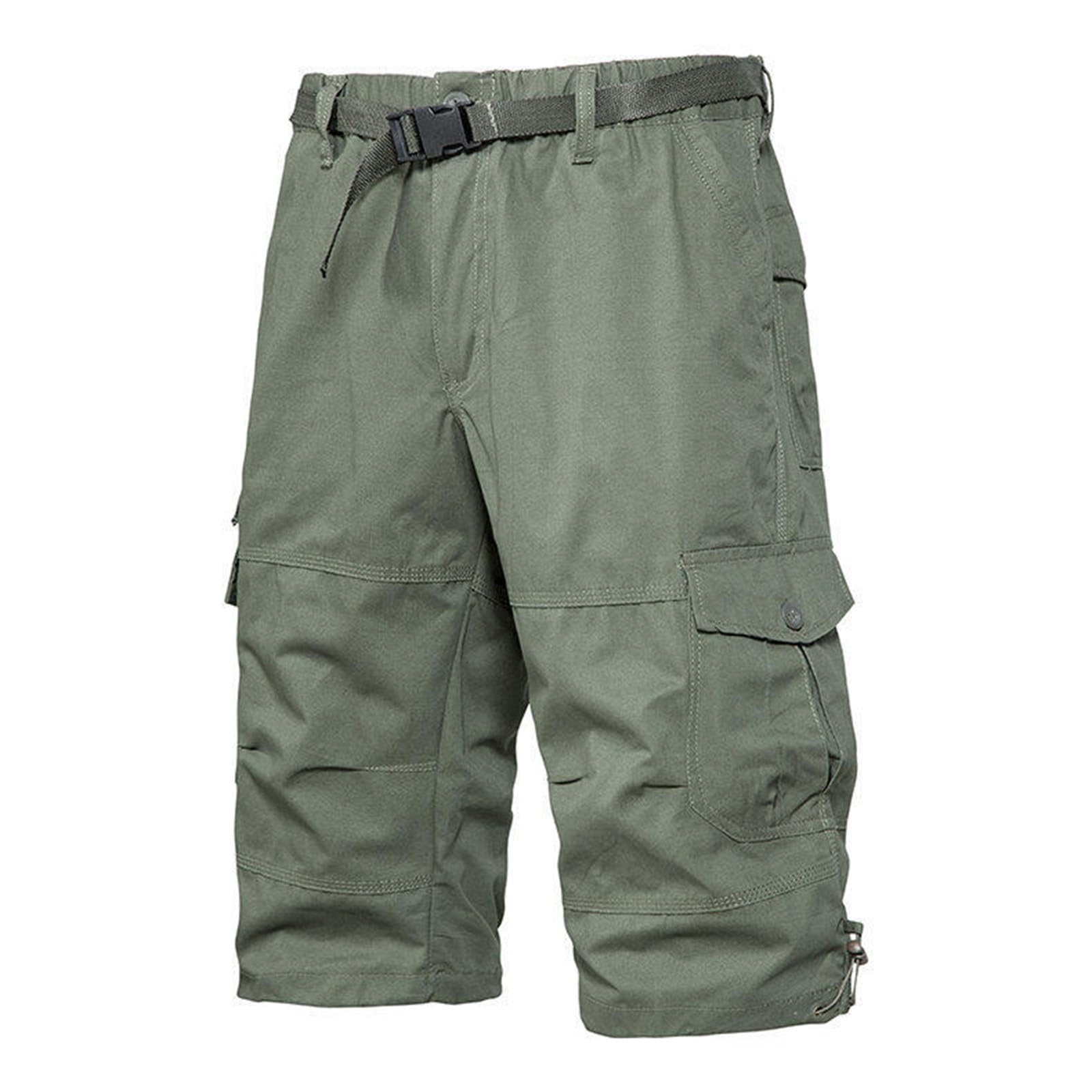 Mens Cargo Shorts Stretch Waist Lightweight Below Knee Length Work Shorts Multi Pockets Outdoor Hiking Running Short Mens Summer Clothes Big and Tall Breathable Gym Short Ripstop Tactical Pants