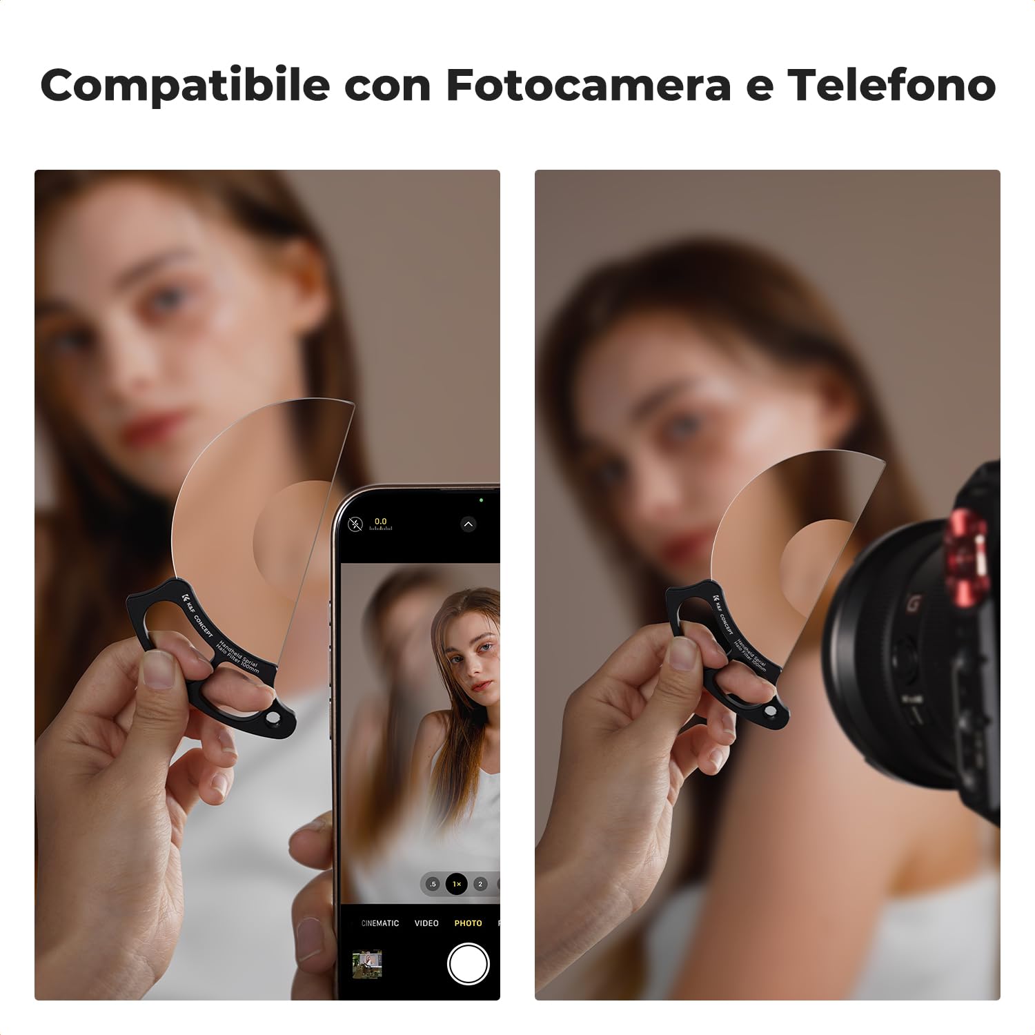 K&F CONCEPT Nano-Bacis 100mm Nano-Bacis Filtro Spirale Halo Filtro Manuale Effetto,Filtro Effetti Speciali a Prism in Vetro Ottico con 3pcs Panno di Pulizia