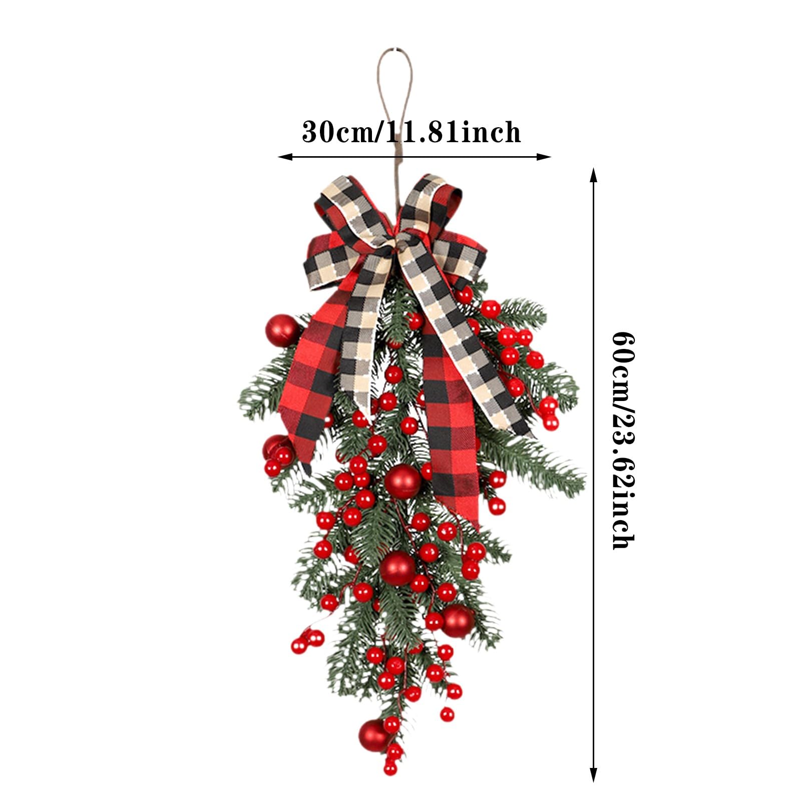 2 Stück Weihnachts Girlanden Kiefer Grün | 45cm Teardrop Swags | Für Tür, Treppe & Kamin