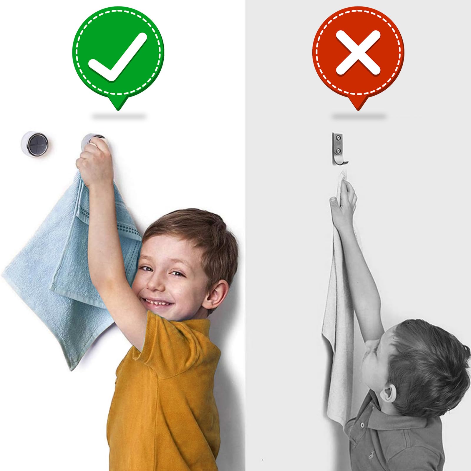 Asciugamani Morsetto Gancio, 3 Pezzi, ABS, Rotondo Gancio, Nessuna Perforazione Richiesta, per Bagno, Cucina e famiglia