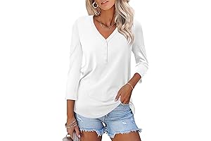 Women's V Neck 3/4 Sleeve Tops