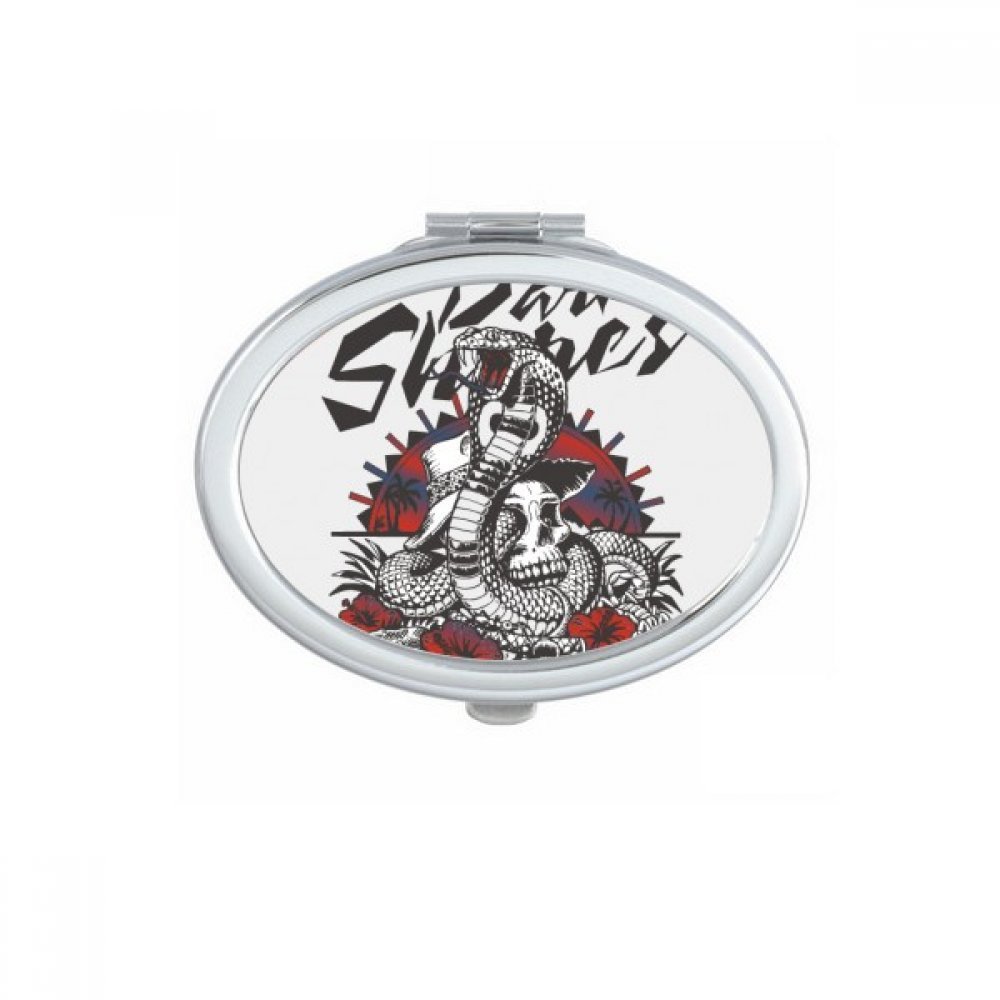 Miroir ovale nomade motif cartoon abstrait pour vos retouches maquillage au quotidien