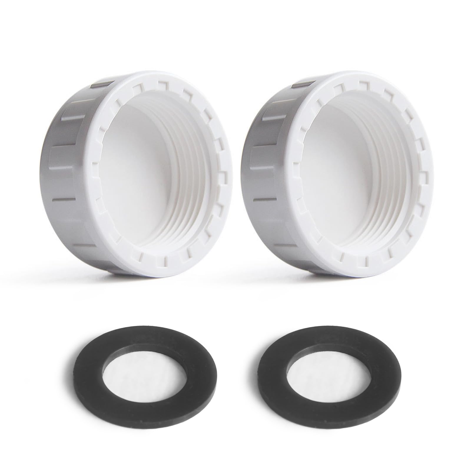 32mm Blanking Cap with Washer, 2 Pcs Appliance Waste Trap & Sink Trap, PVC Threaded Cap with Rubber Sealing Rings, Waste Pipe Seals for Washing Machine, Dishwasher(1.25 Inch)
