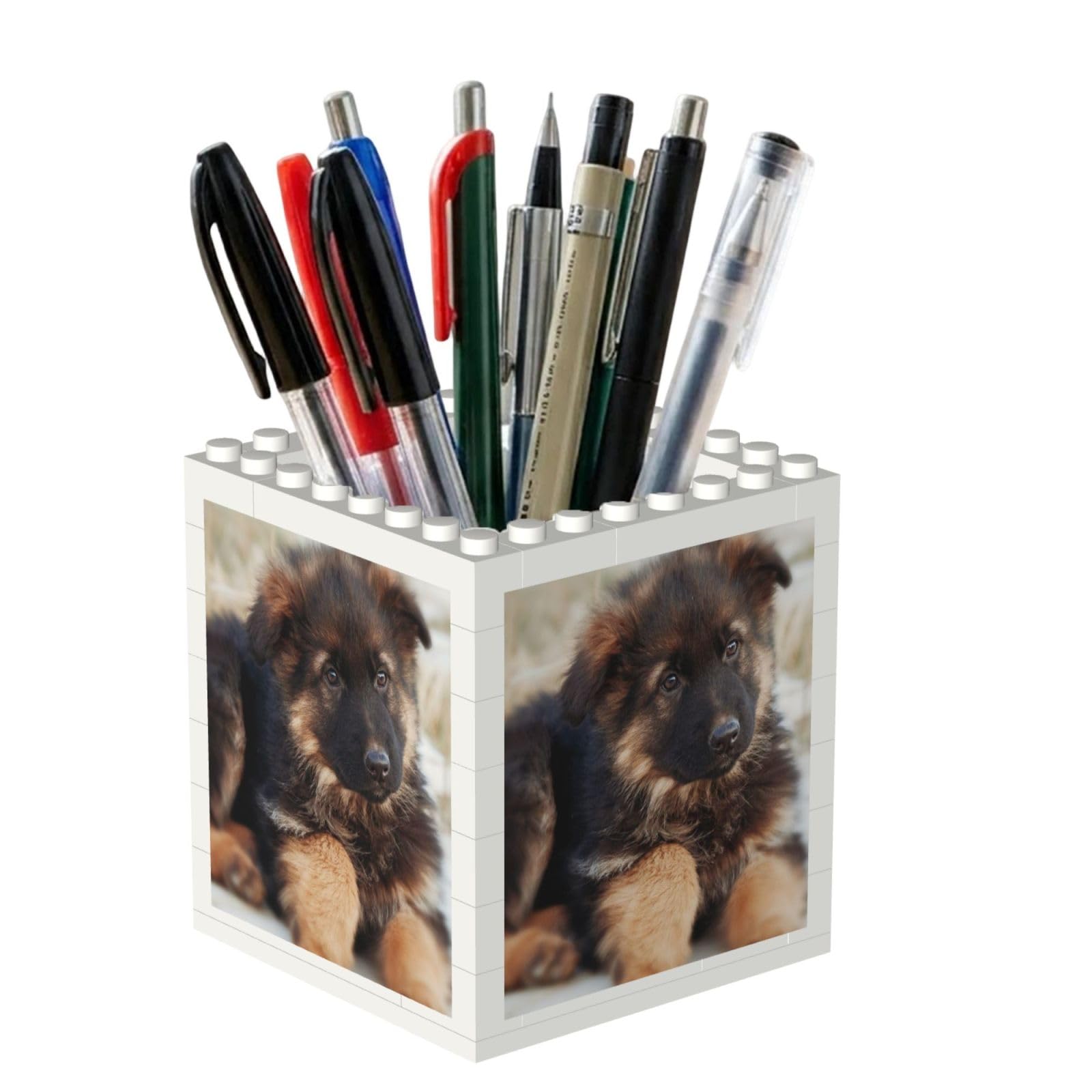 Poadnly German Shepherd Puppies Print, Pen Pot Pencil Holder for Office Home School, Compact Desk Organiser for Office Stationery