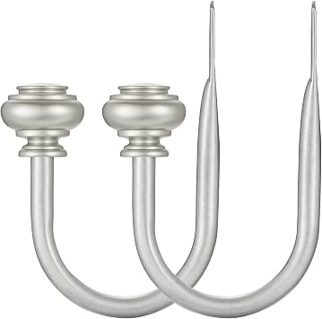 Curtain Holdbacks 2pcs, Metal Curtains Tiebacks for Drapes Window Home Decoration, Matte Sliver