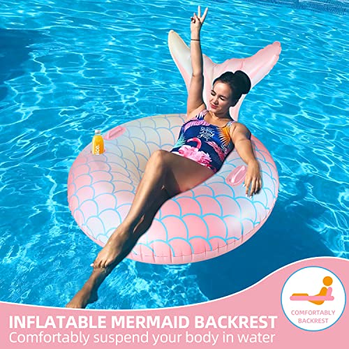 Pool Floats Mermaid Pool Float Pool Lounger For Adults, Swimming Pool Raft Floating Chair With Cup Holders, Backrest, Mesh Bottom #TOP3