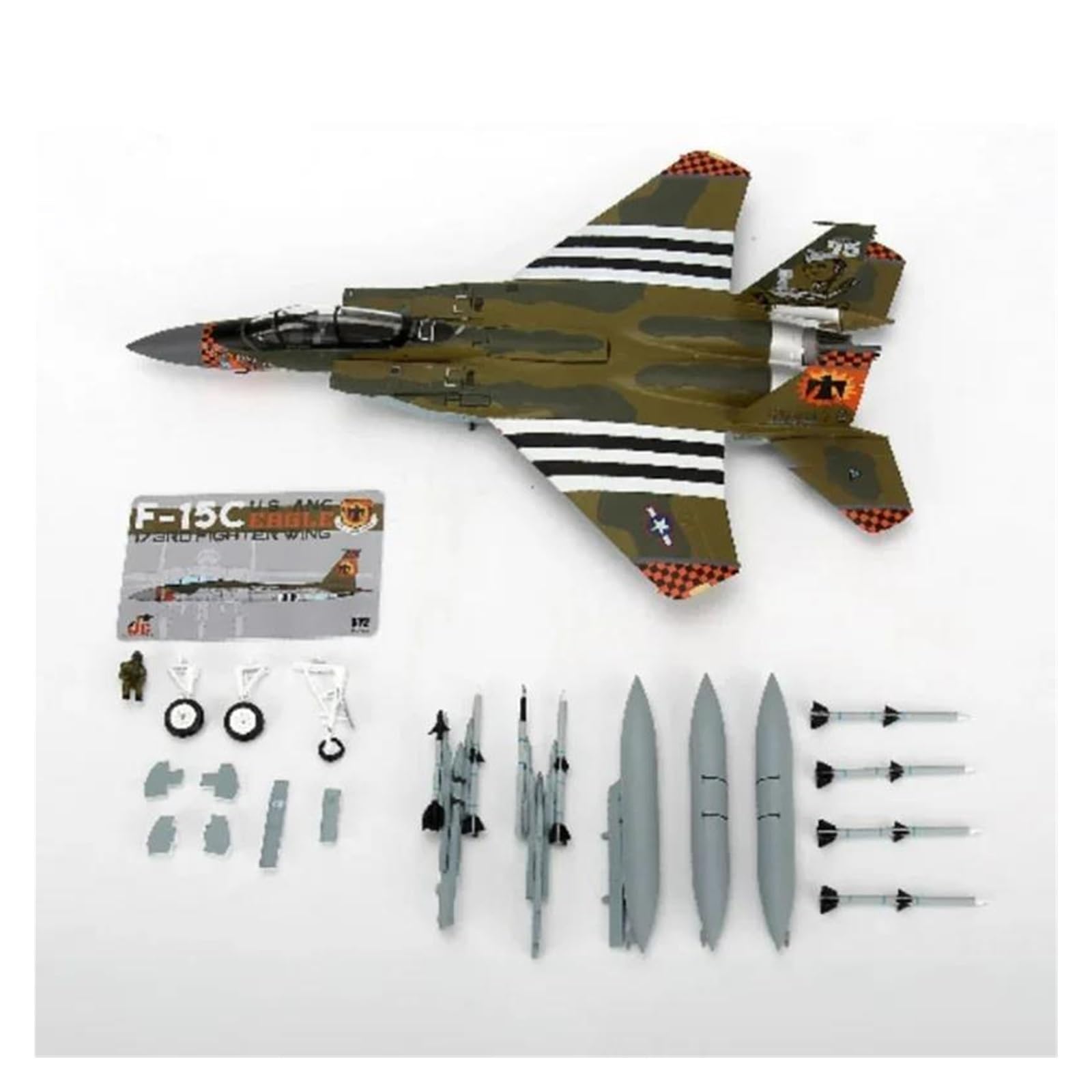Must-Have for Collectors 1/72 per F15 F-15C F-15 con Supporto da Caccia pressofuso in Lega di Metallo Modello di Aereo per Aerei Kit di Costruzione di Modello Verde (Verde A)