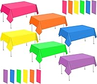 Whaline 24-Pack Neon Fluorescent Plastic Tablecloths 54x108 Inch - Waterproof Rectangle Covers for Party Picnic Wedding in 6 Bright Colors