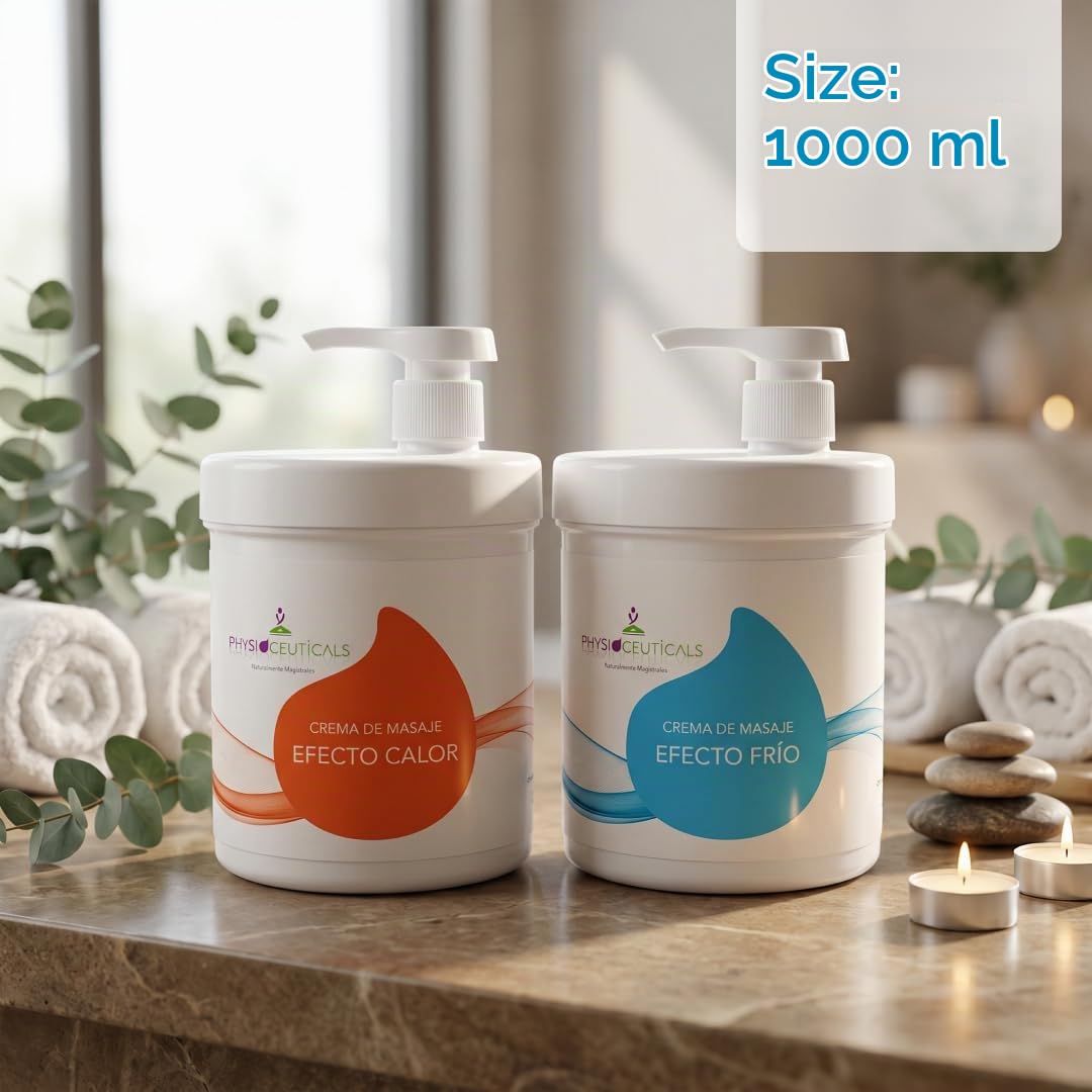 PHYSIOCEUTICALS - Pack Fisioterapia Frío + Calor - 2x1000ml - Kit Completo Crema Efecto Frío y Crema Efecto Calor para Masaje profesional