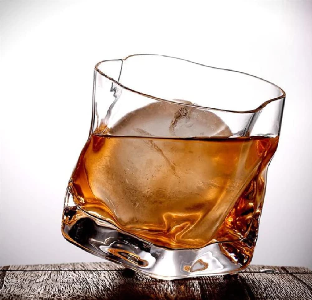 Ezalla 310ml Twisted Crystal Old Fashioned Cocktail Tumbler |Italian Premium Uneven Design Whiskey Glasses |Crystal Cut Whiskey Glasses for Bourbon, Scotch Whisky, Cognac, Set of 6 2
