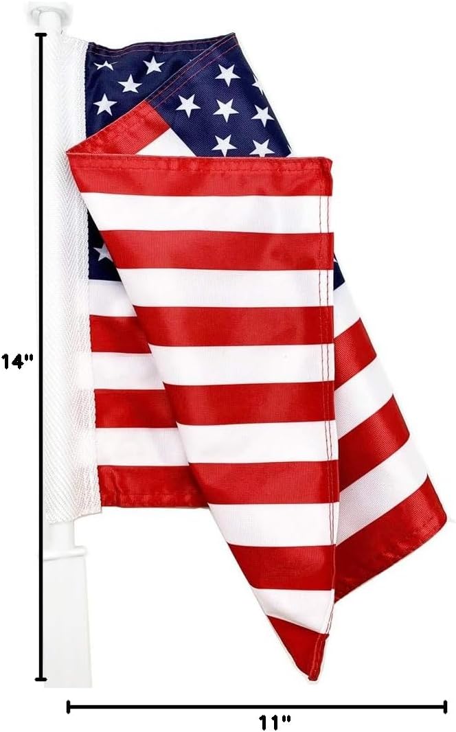 USA Car Window Flag - Double Sided - Hooks onto your car window - 11″ X 14″