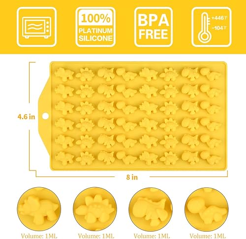 Miniatura 3 de Moldes de gomitas de dinosaurio de 2 tamaños – Moldes de silicona de dinosaurio de tamaño regular y mini antiadherentes para chocolate, incluye