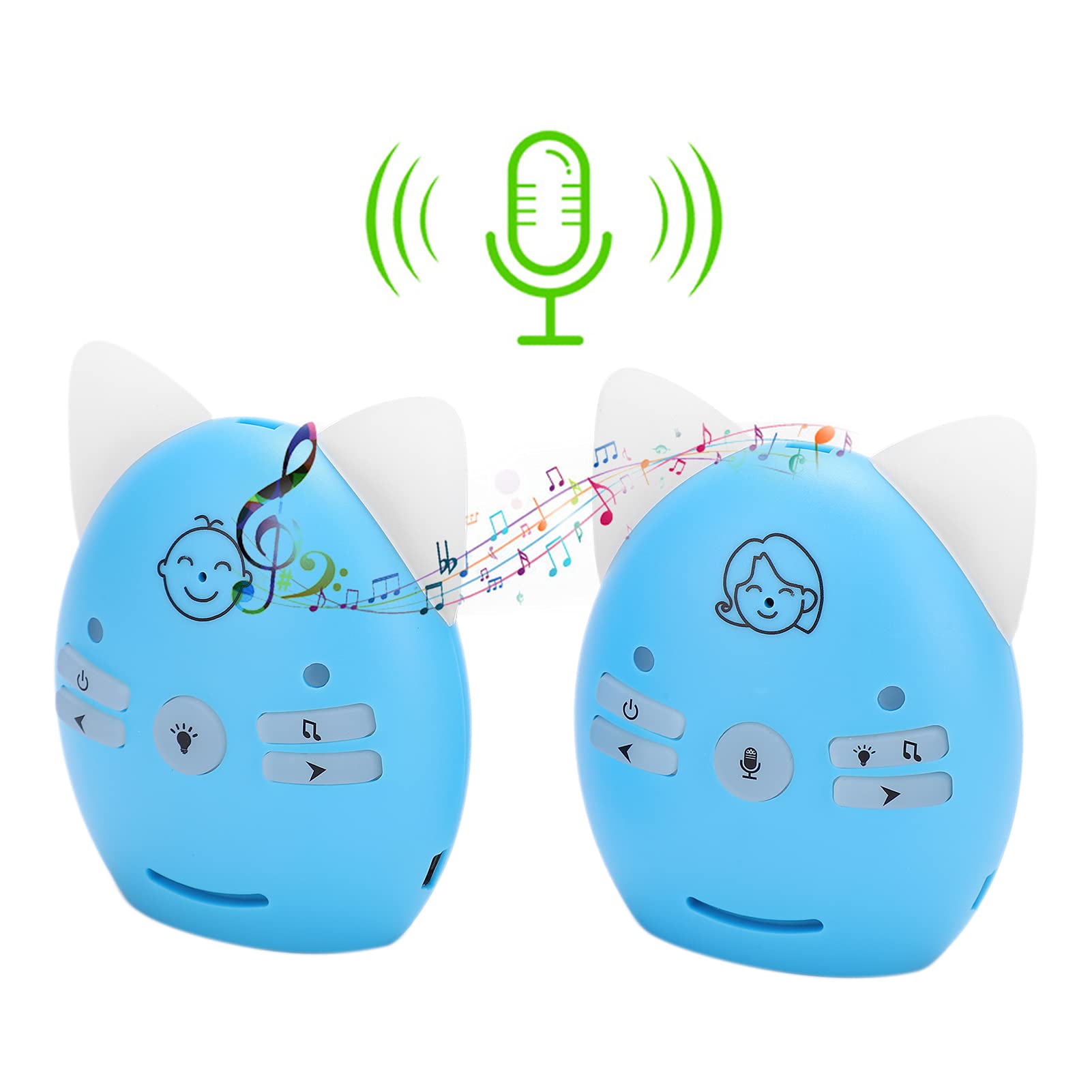 Bezprzewodowy Niania Audio z Dwu-kierunkową Komunikacją i Lampką Nocną | Monitor Audio Domowy, Antyzakłóceniowy FHSS, Zasięg Otwarty 200-300m, 10 Poziomów Głośności, Zasilany 3xAAA Bateriami