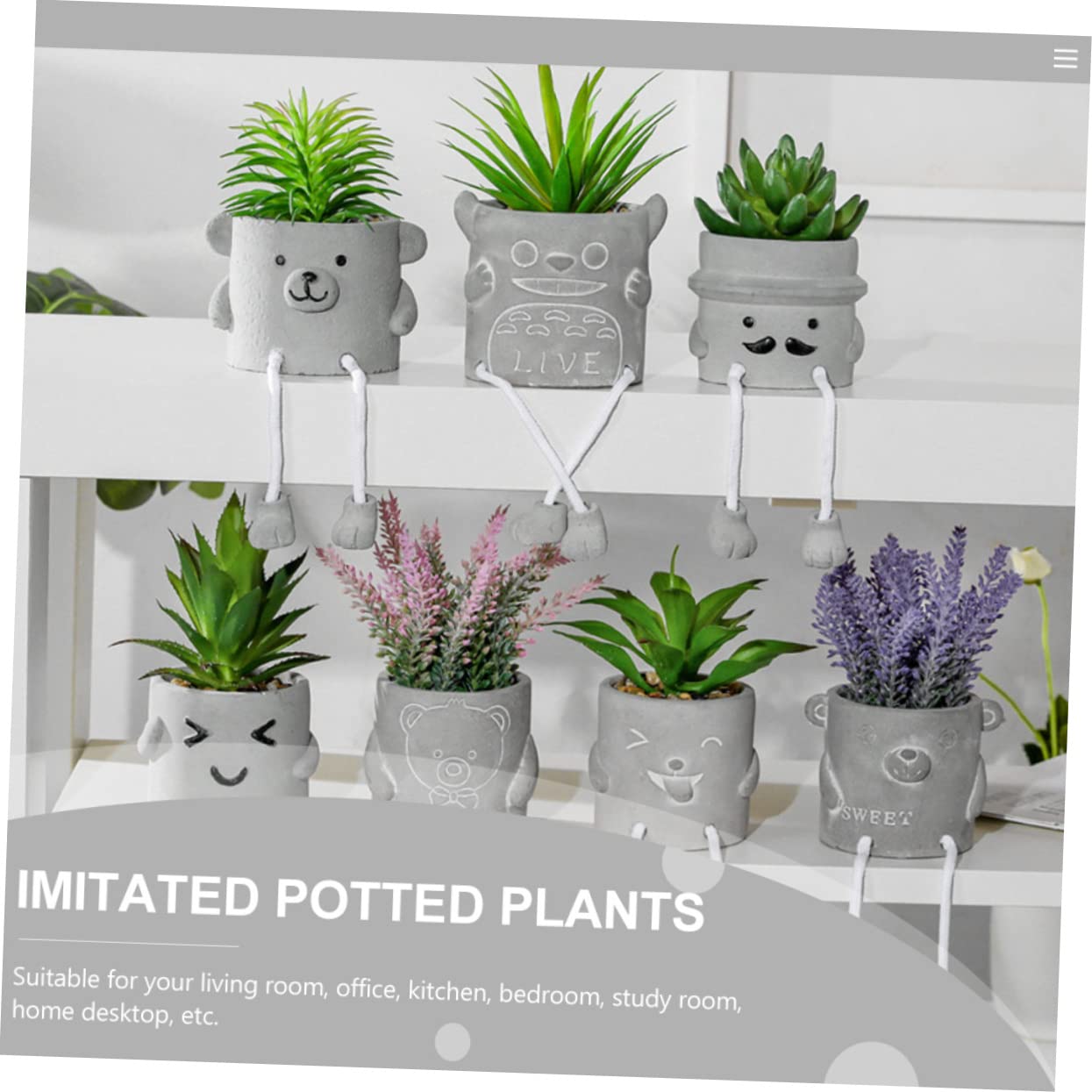 MAGICLULU Decorazione Bonsai in Vaso Gambe Sospese, Pianta Verde Artificiale in Cemento e Plastica, Aspetto Vivido per Camera da Letto e Casa
