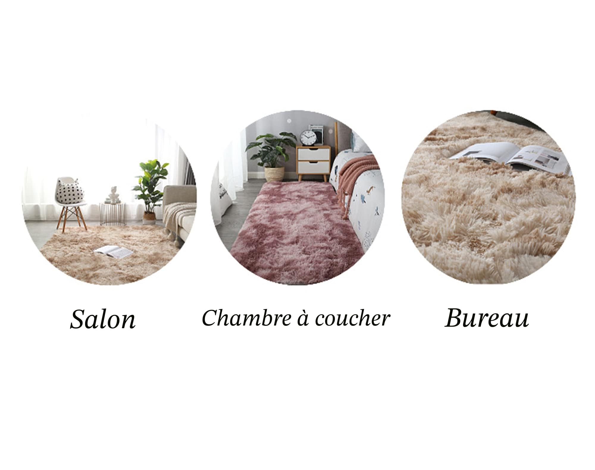 Grand tapis moderne à poils longs, antidérapant, doux au toucher, en fausse fourrure, pour salon, chambre à coucher, canapé, chambre d'enfant - 200 x 300 cm - Beige