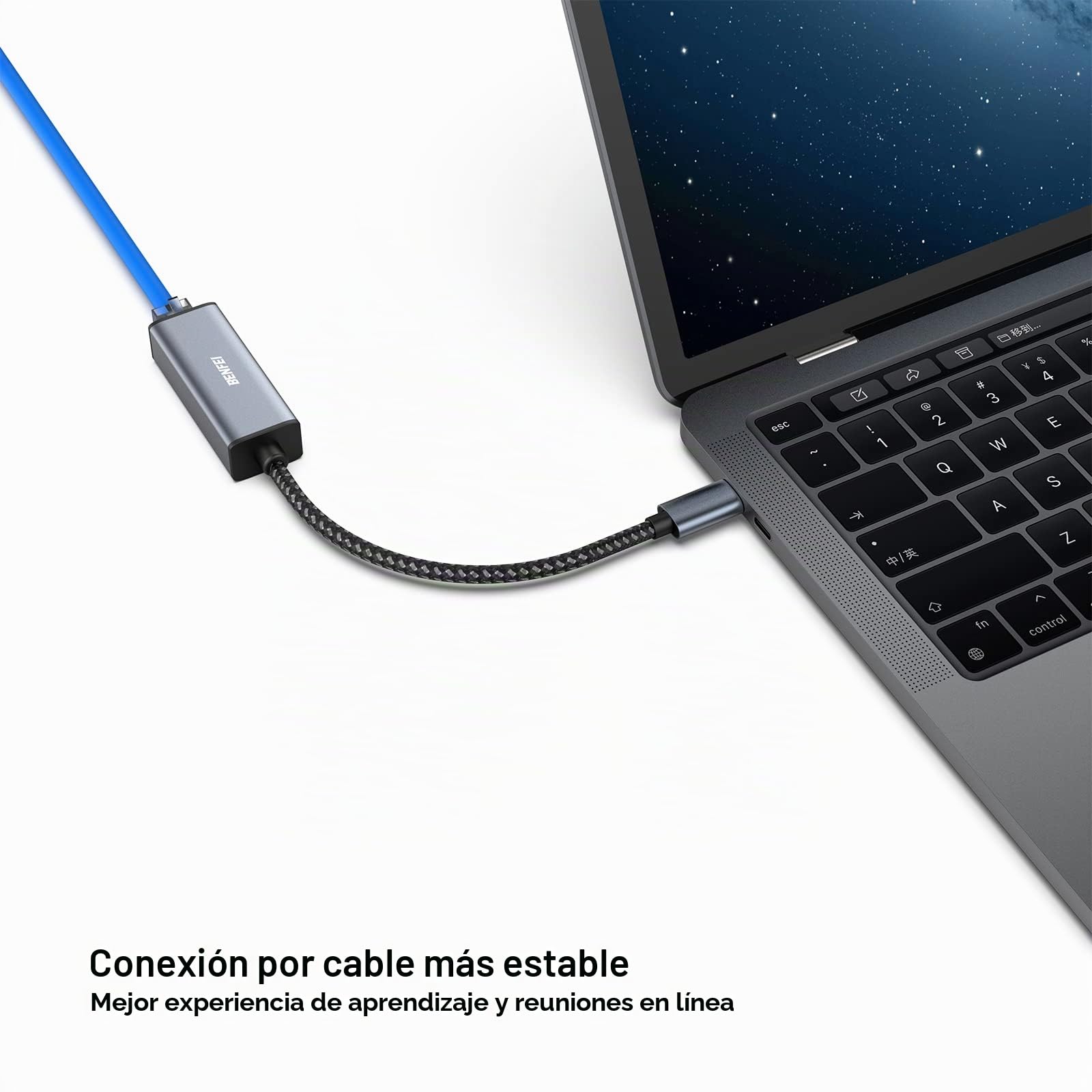 BENFEI Adaptador USB-C a Ethernet LAN, USB Tipo C (Thunderbolt 3) a RJ45 Adaptador de Red Compatible para MacBook Pro 2019/2018/2017, MacBook Air y más[Caja de Aluminio y Cable de Nailon]