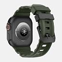 UniqTry Rocky Point Adventurous Rugged Silicone Watch Strap Band Compatible with 42/44 / 45/46 / 49mm Bands With Titanium Metal Buckle For Apple Watch ultra 3 2 11 10 9 8 7 6 5 4 SE 3 - Green gallery image