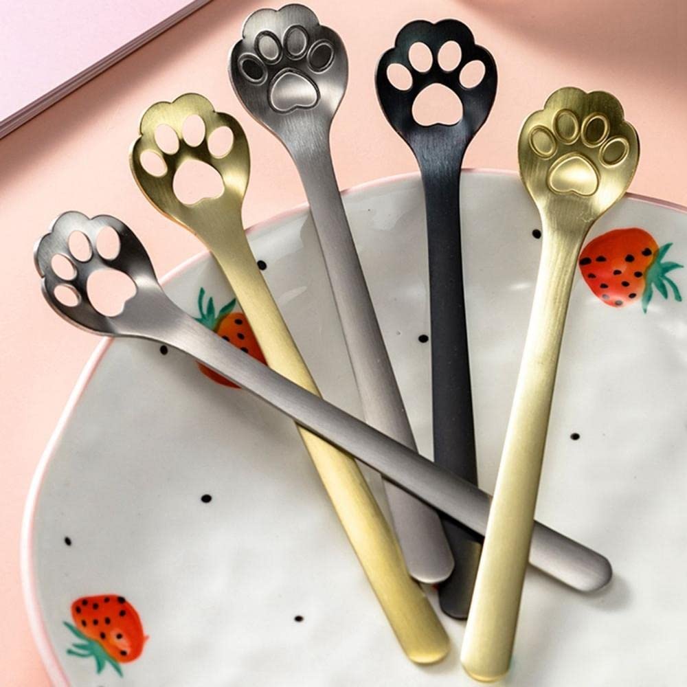 Cucchiaini A Forma Di Zampa Di Gatto – Set Da 6 In Acciaio Inox – Colorati E Carini Per Caffè, Tè E Dessert - 3