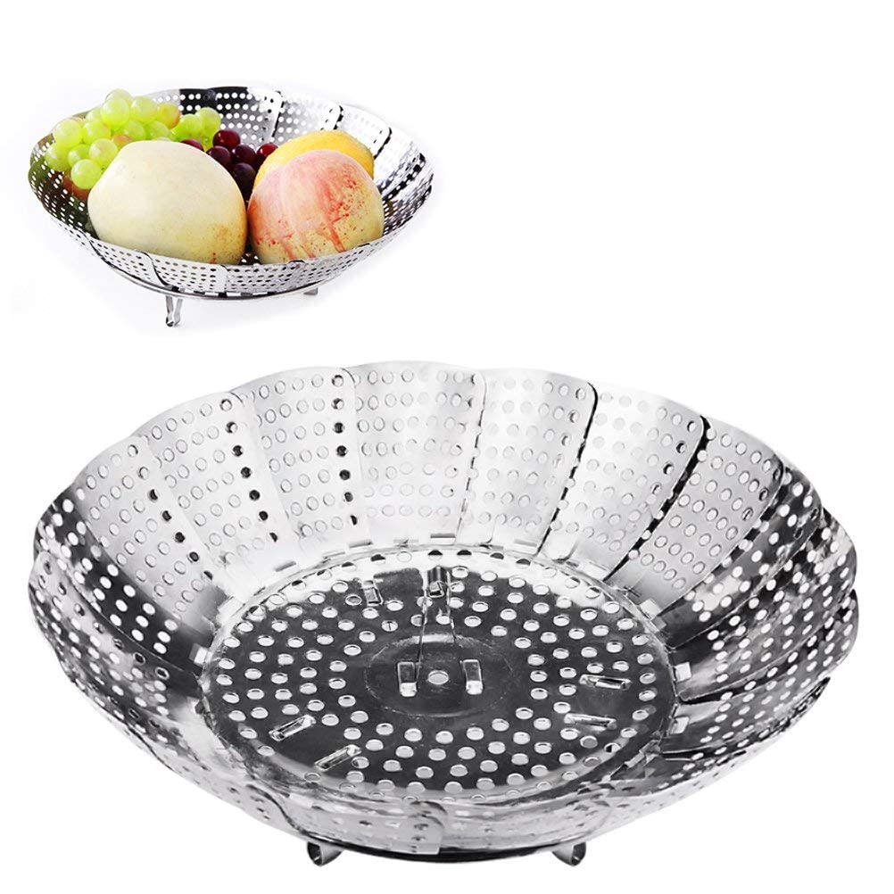 Cestello Pieghevole Per Cottura A Vapore In Acciaio Inox, Per Verdure E Frutti Di Mare, Adatto A Pentole Da 3-8 Litri