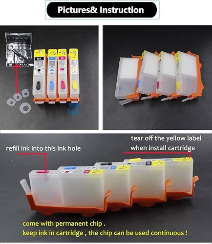 Miniatura 2 de UPink 4pcs Empty refillable Ink Cartridge Replacement for HP564 564XL Compatible for hp Photosmart 5510 5511 5512 5514 5515 5520 5522 5525 6510 6512