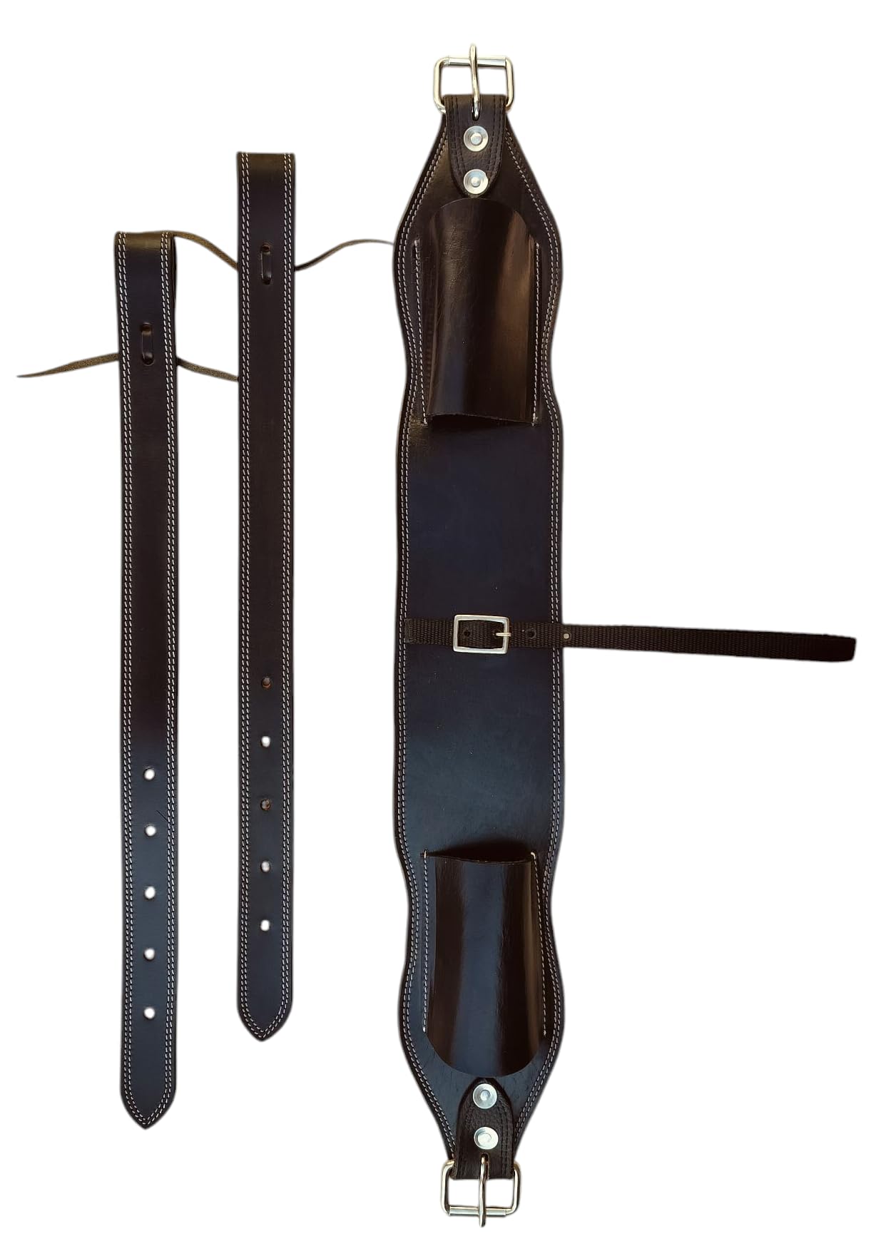 RAAVILS Western Horse Leather Complete Flank Cinch Rear Flank Back Cinch Girth Saddle Billets TACK Horse Cinches Color Black (Black)