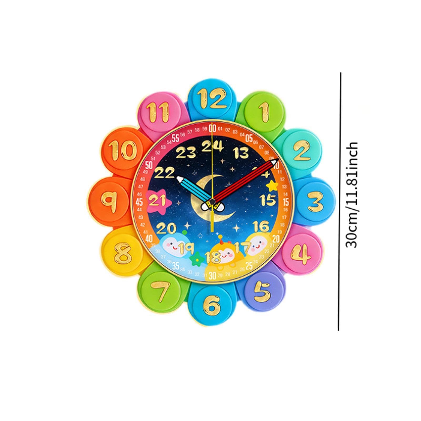 Lernuhr für Kinder, Moderne Analoge Lernuhr, Lernuhr für Kinder Zum Zeitlesen, für Schlafzimmer, Wohnzimmer, Bunt