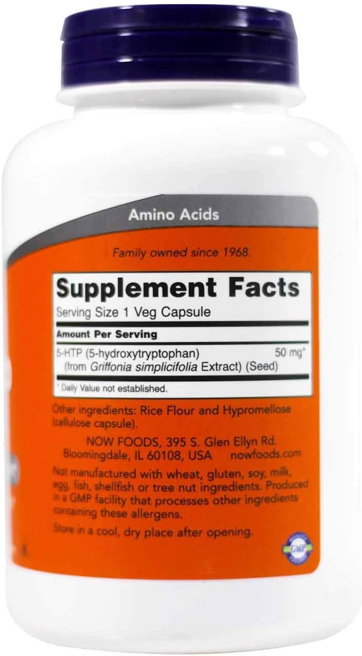 NOW Foods 5-HTP (50 Milligram) - 180 ct (Pack of 2)