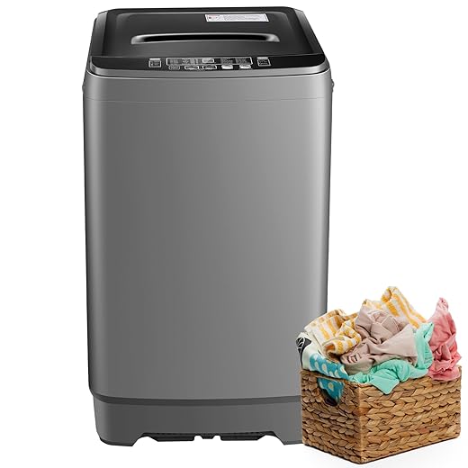17.6Lbs Portable Washing Machine, Full-Automatic Portable Compact Washer with Drain Pump, 10 Programs 8 Water Levels, Compact Washers with LED Display for Apartment Home RV Dorm