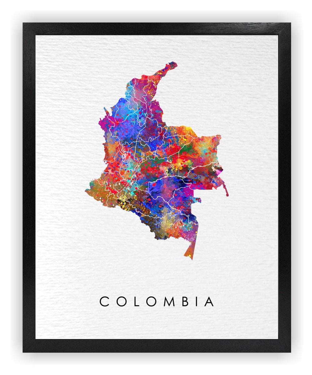 Dignovel Studios 11X14 Unframed Colombia Watercolor Art Print Poster Map Motherland Country Latin America illustrations Wall Wedding Housewarming