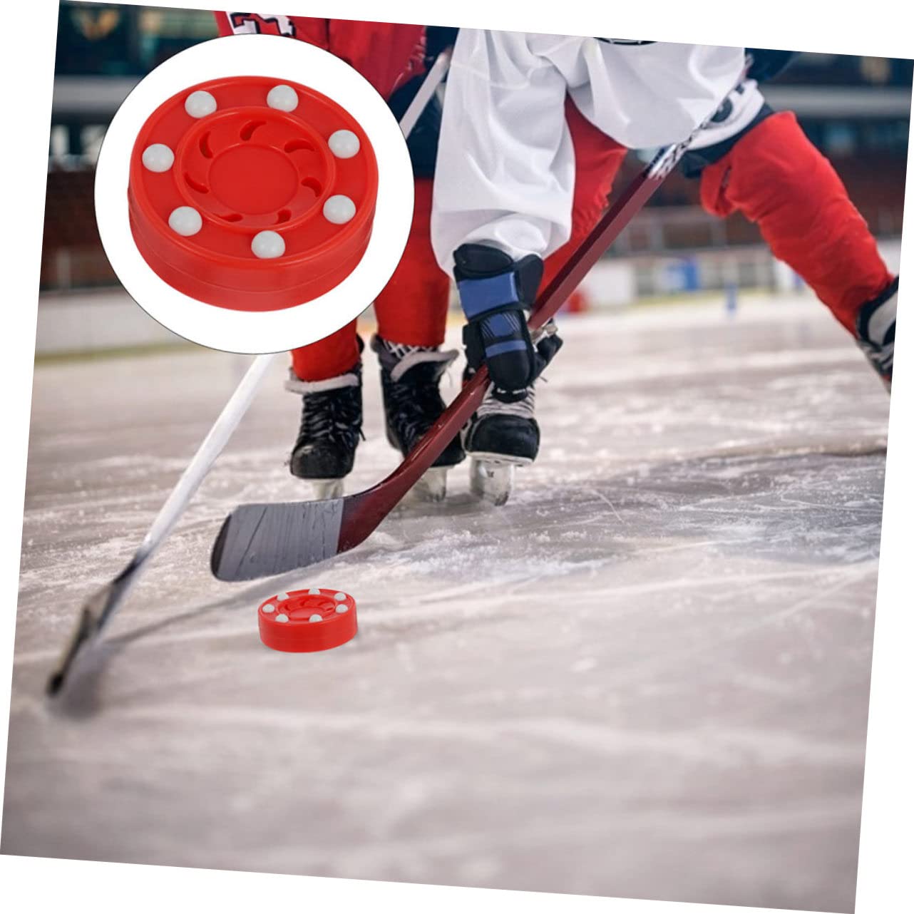 BESPORTBLE Bola De Rodillos De Hockey Callejero Práctica del Disco De Hockey sobre Hielo Palo De Hockey Entrenamiento De Hockey Disco De Juego Disco Duradero Rojo