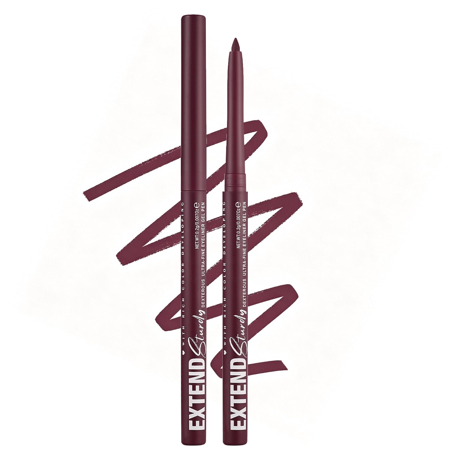 Burgundy Eyeliner Pencil Waterproof Retractable Eyeliner Burgundy Smudge-proof Hypoallergenic (07#)