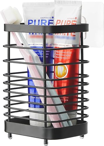 Soporte de pared para cepillo de dientes para baño, organizador de acero inoxidable para cepillos de dientes y pasta de dientes, soporte para