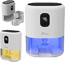 Tronitechnik Dehumidifier EF-02 Mini Electric up to 400 ml/24 h, Compact and Quiet, 1 L Tank, LED Colour Light, for Small Rooms up to 20 m²