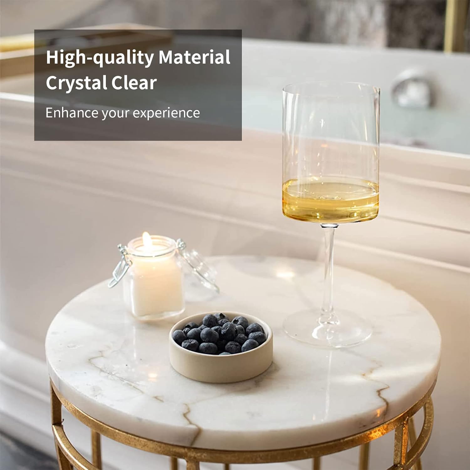 SANZO Square Wine Glasses Set 4, Wine Glasses 15oz, Elegant Design White Wine Glasses, Red Wine Glasses Set for Home Bar Party (4pcs) - Image 4