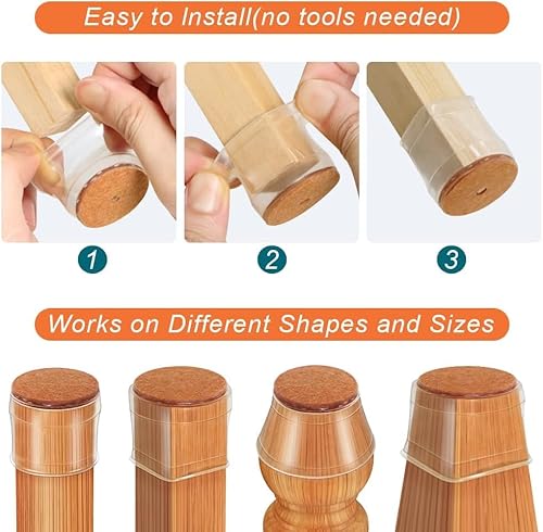 Ansible SB-122 24 Pcs Chair Leg Floor Protectors, Furniture Felt Pads Silicone Covers Caps thumb #5