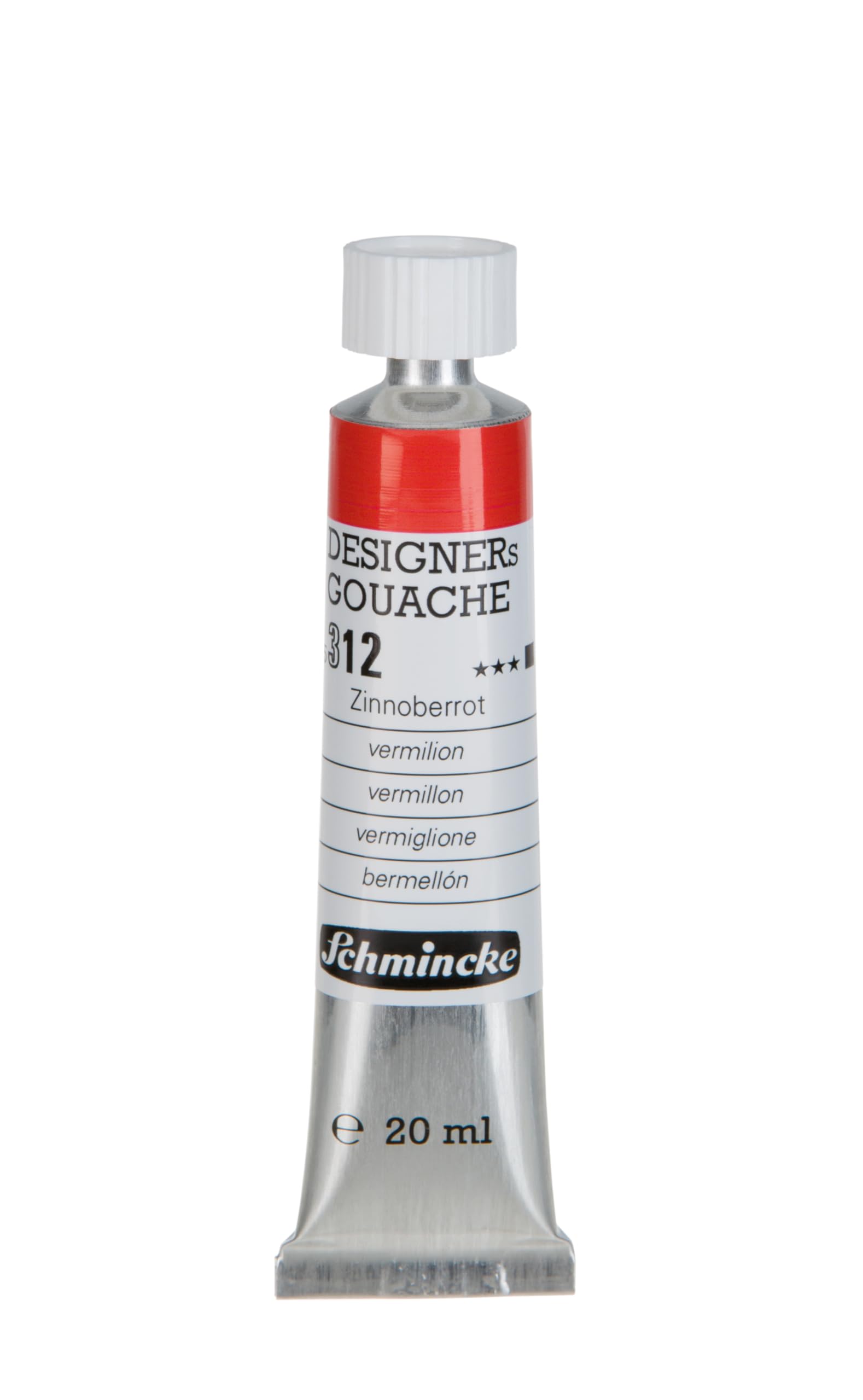 Schmincke Vermilion - Designers Gouache, 20 Ml Tube, 25 312 007, Streak-Free Application, Maximum Coverage, Colour Intensive And Velvety Matt