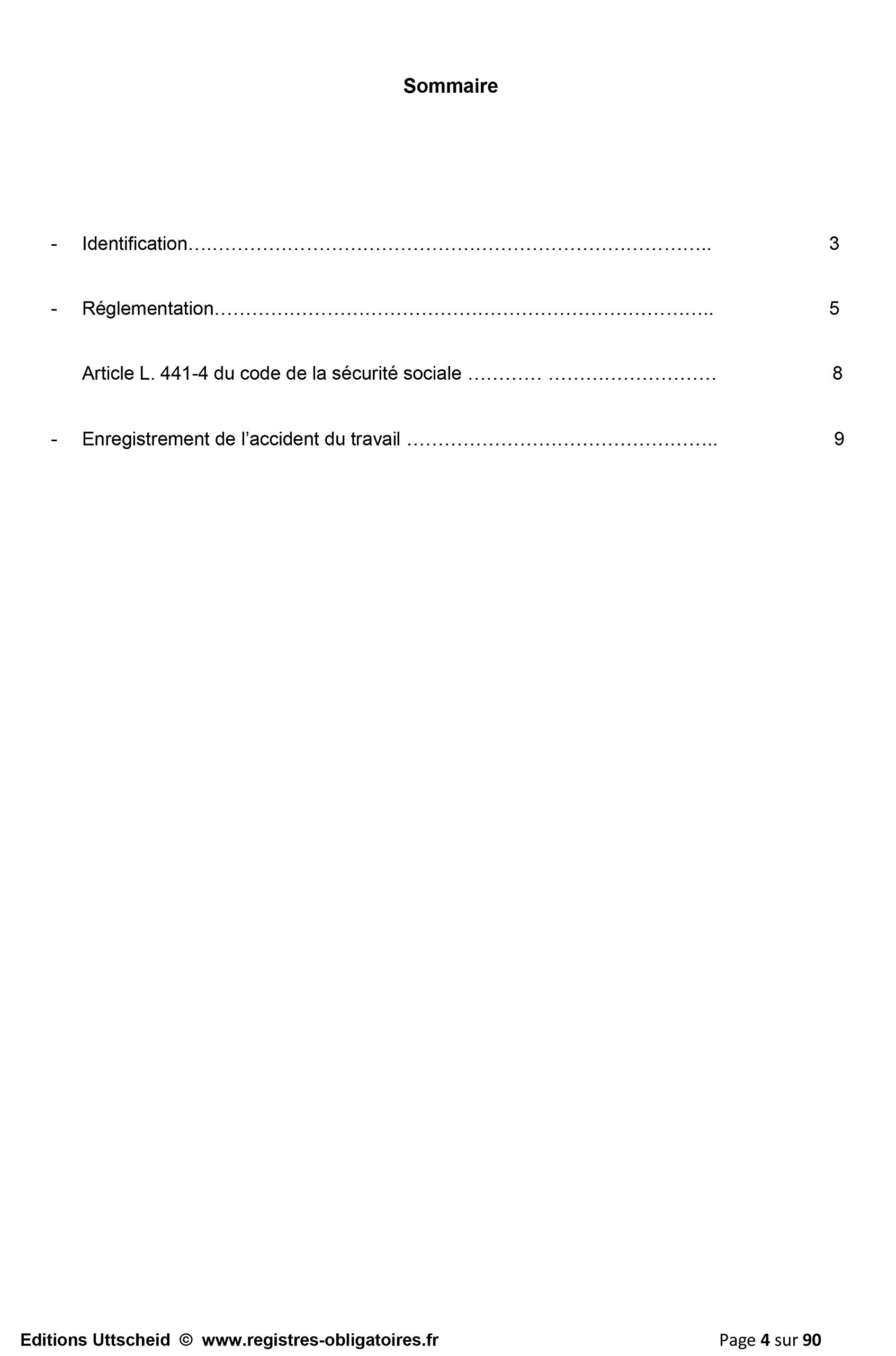 Registre des accidents du travail de 90 pages - Version 2026 - UTTSCHEID