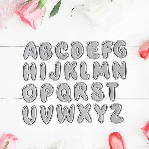 Miniatura 5 de ALIBBON Troqueles de 26 alfabetos para hacer tarjetas y álbumes de recortes, 26 letras troqueladas, moldes de plantillas de metal, troqueles de
