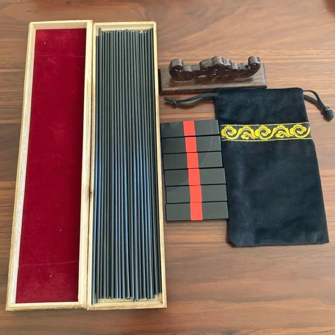 筮竹30cm 木箱付き 算木袋付き 筮竹台」五行易 易占 易経 断易 易占