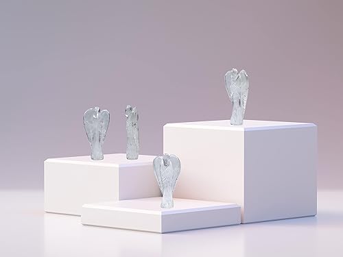 Miniatura 3 de Figuras de ángel de la guarda de cristal de cuarzo para piedra natal curativa, estatua de decoración (bolsillo tallado a mano con gemas de ángel) (3