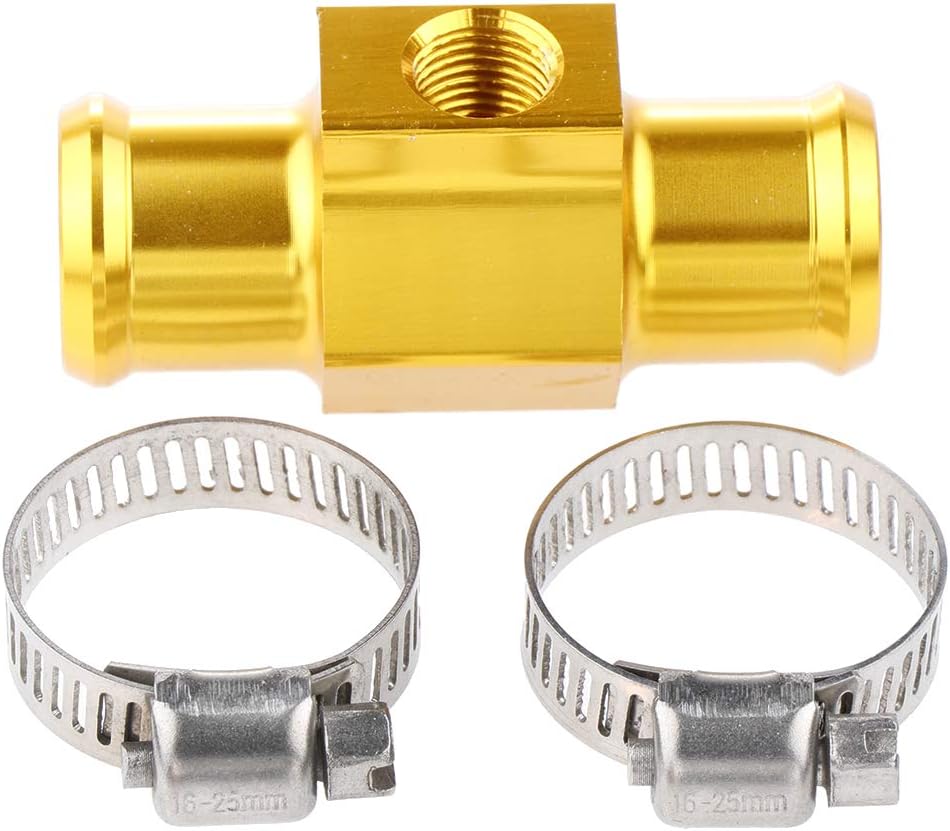 Perfk 最新号掲載アイテム 水温センサーアダプター 水温計 水温ゲージジョイントアダプター クラム付き ゴールド