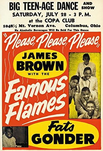 RR20 Vintage James Brown Famous Flames Rock & Roll Concert Gig Band Advertisement Poster Print - A3 (432 x 305mm) 16.5" x 11.7"