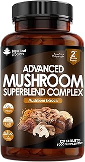 Mushroom Complex - Lions Mane Mushroom Cordyceps Mushroom Chaga Mushroom Reishi Mushroom Shiitake and Maitake Mushroom Blend - High Potency Mushroom Supplement - Made in The UK Made in The UK