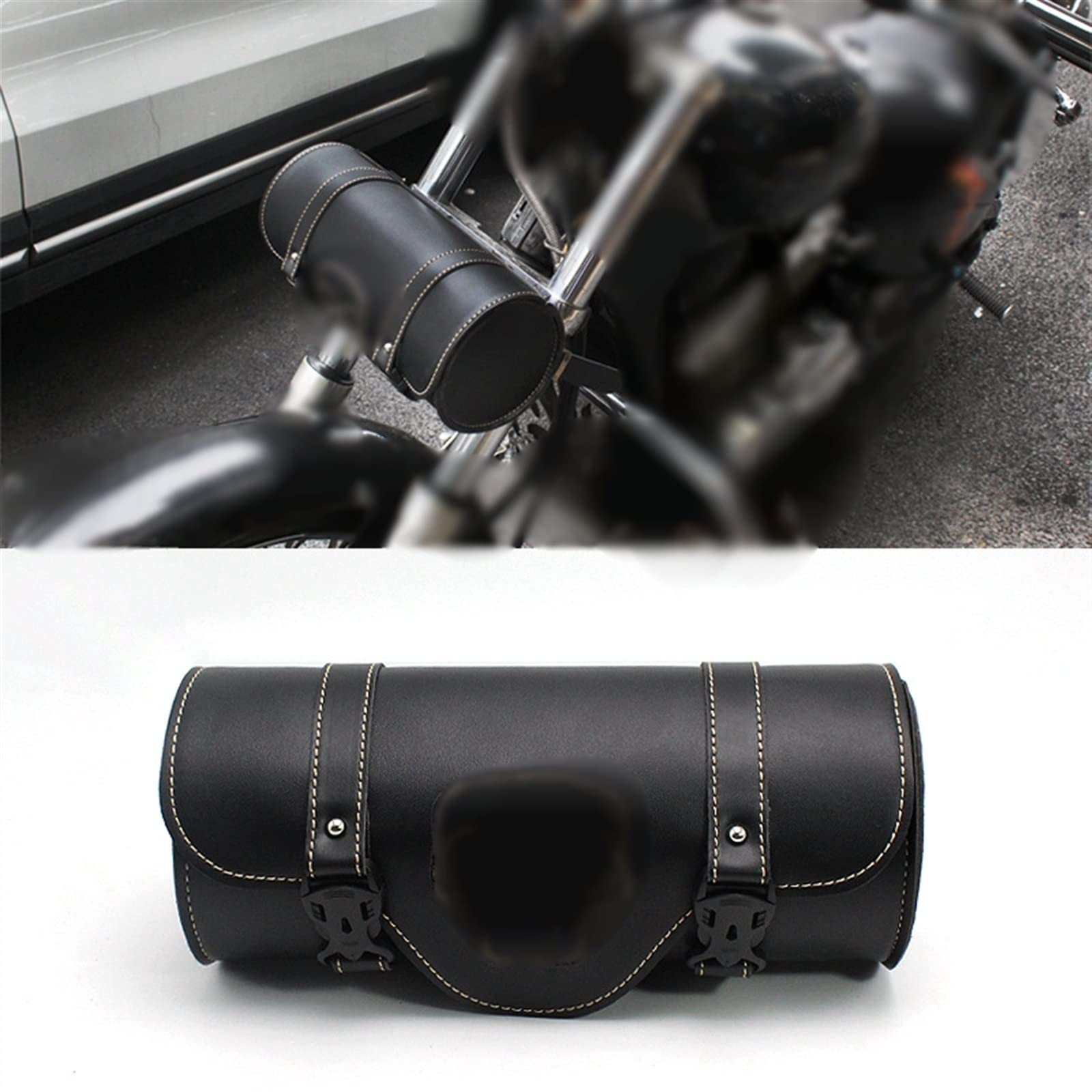 Pochette de Voyage Sac À Outils De Moto Guidon Baril Rouleau Pochette Rangement Avant Arrière Noir
